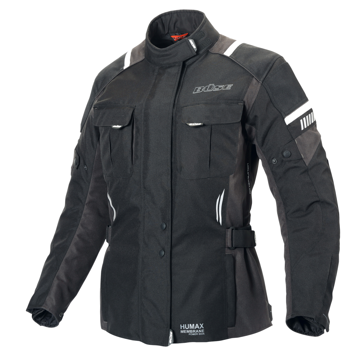 BÜSE Breno Pro Motorrad-Textiljacke Damen schwarz/anthrazit wasserdicht