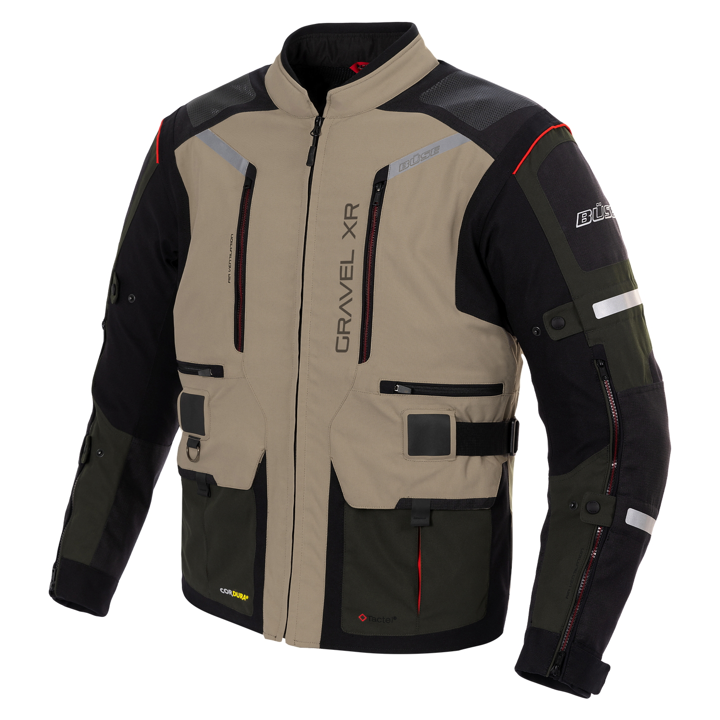 BÜSE Gravel XR Motorrad-Textiljacke Damen sand wasserdicht mit Protektoren