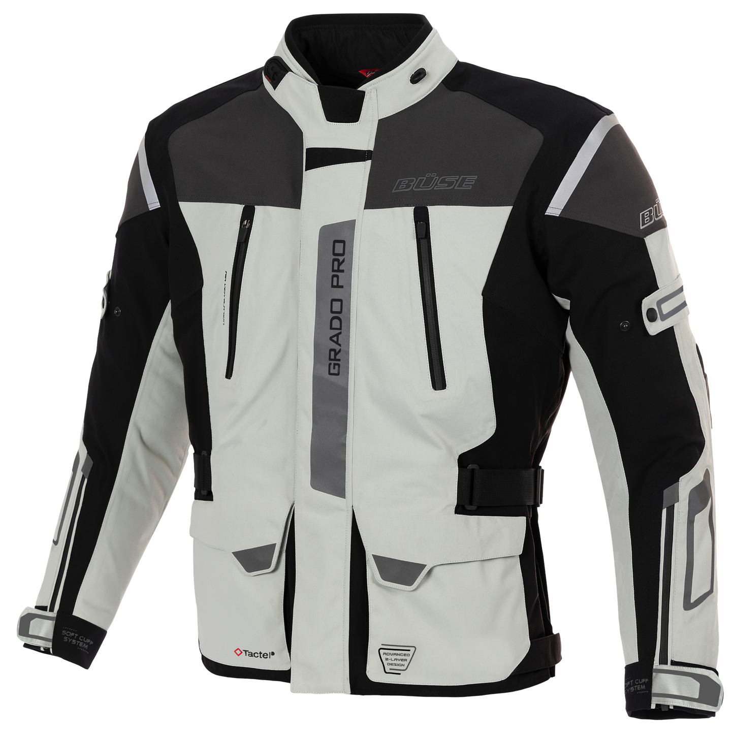 BÜSE Grado Pro Motorrad-Textiljacke Damen hellgrau wasserdicht mit Protektoren