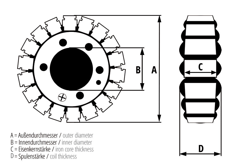 Lichtmaschine Stator passend für Yamaha FZR 600 R Genesis 4JH 1994-1995 - Kama Bike Parts