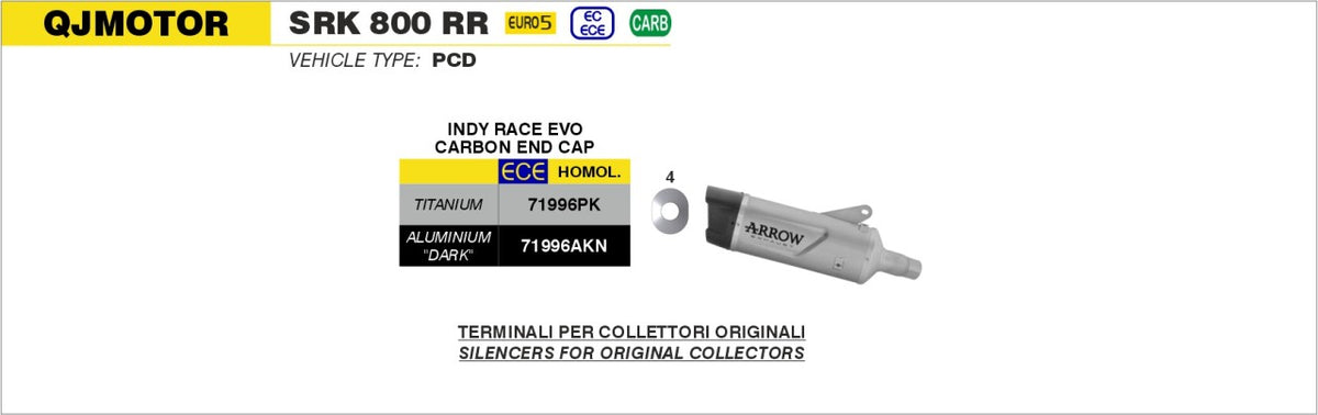 ARROW Indy Race EVO Auspuff passend für QJMOTOR SRK 800 RR 2024-2025