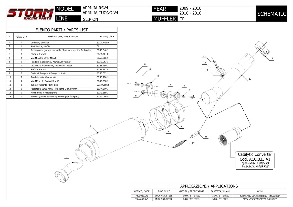 STORM GP Auspuff schwarz passend für APRILIA TUONO V4 2010-2016