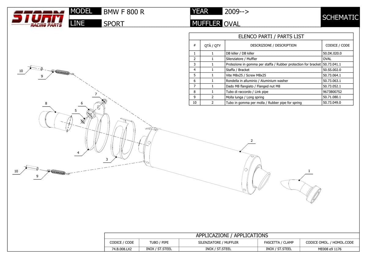 STORM OVAL Auspuff schwarz passend für BMW F 800 R / GT 2009-2020