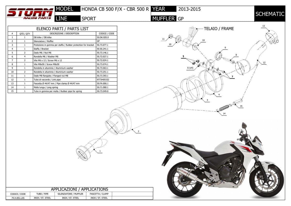 STORM GP Auspuff schwarz passend für HONDA CB 500 F / X 2013-2015