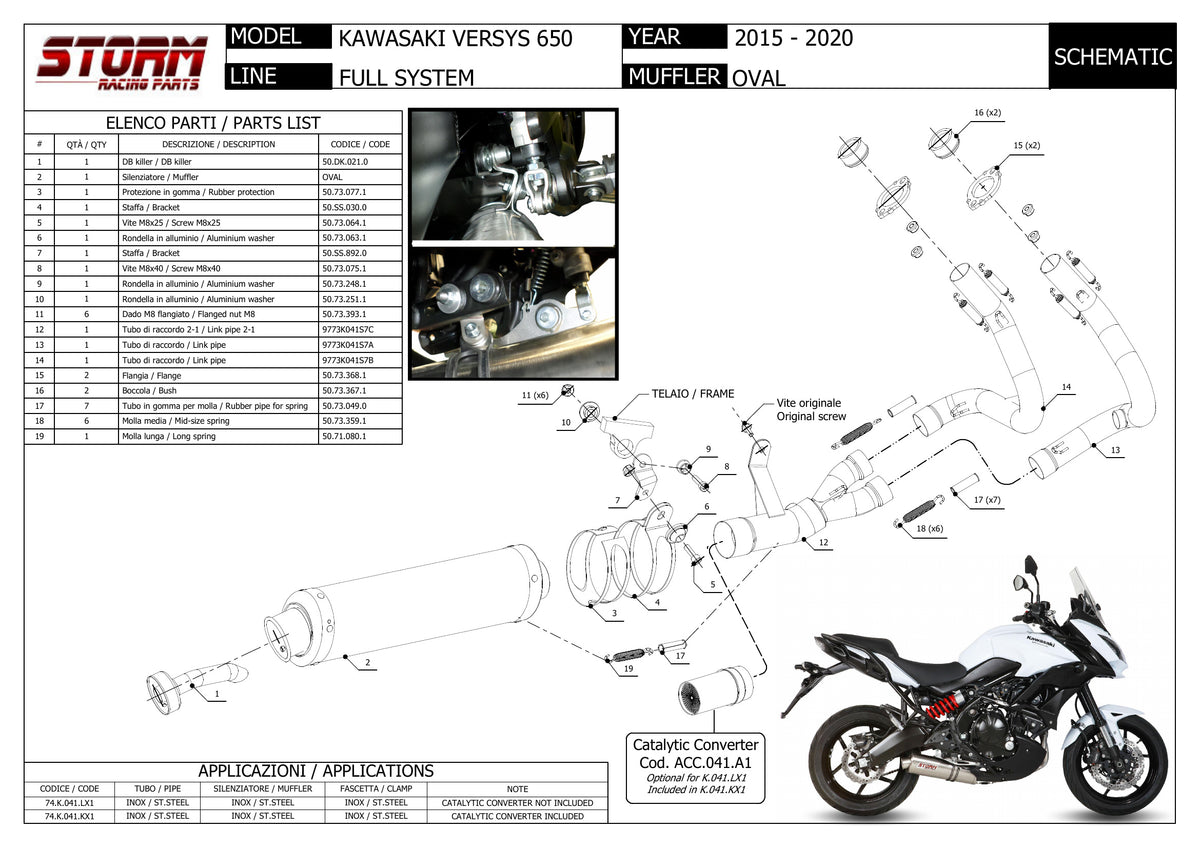 STORM OVAL Auspuff schwarz passend für Kawasaki Versys 650 2015-2022