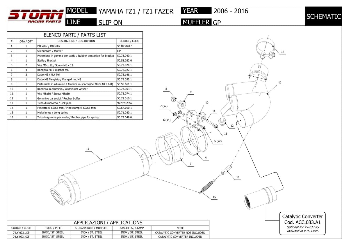 STORM GP Auspuff schwarz passend für Yamaha FZ1 / FZ1 Fazer 2006-2016