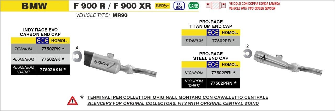 ARROW Indy Race EVO Auspuff Aluminium schwarz passend für BMW F 900 R, F 900 XR 2025-