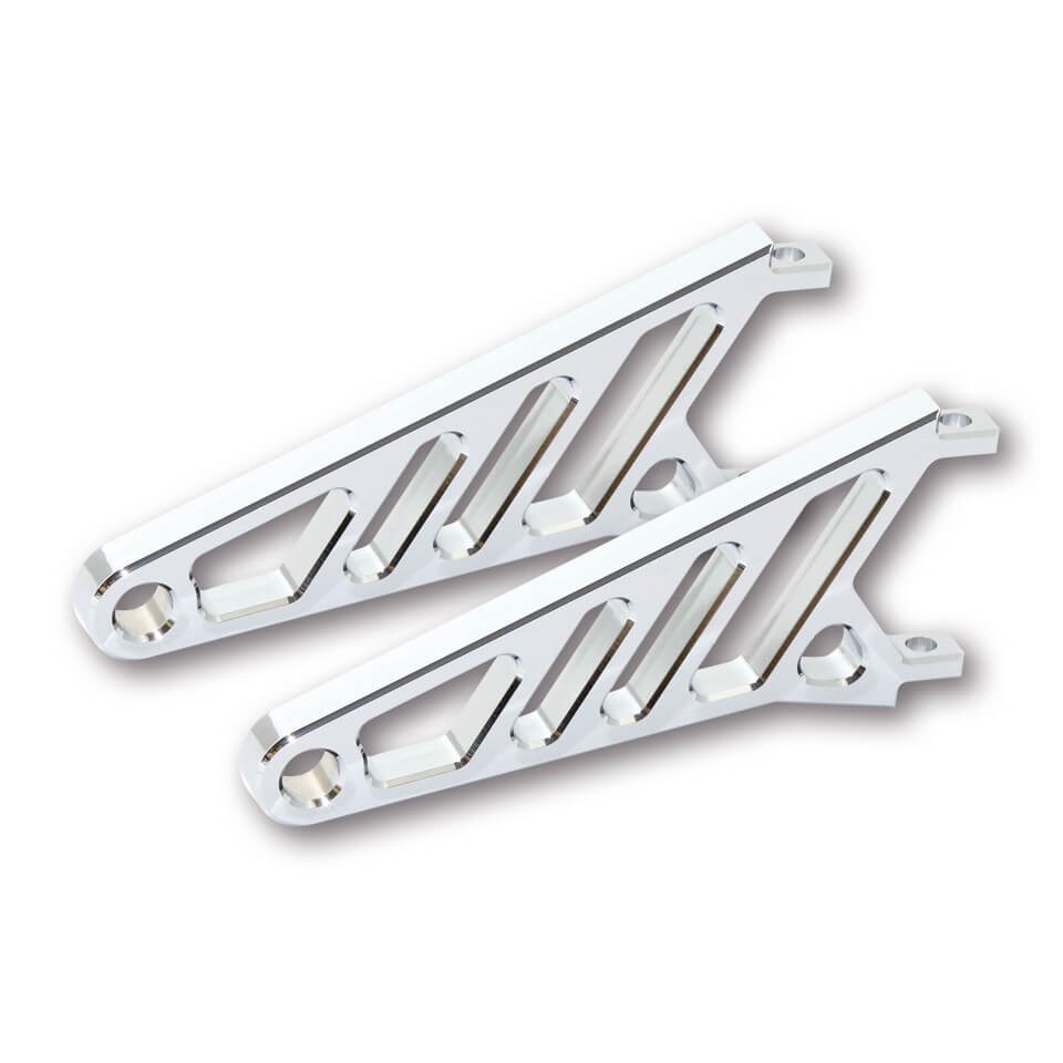 HIGHSIDER CNC Motorrad Scheinwerferhalter 114 mm Aluminium Chrom (Paar)