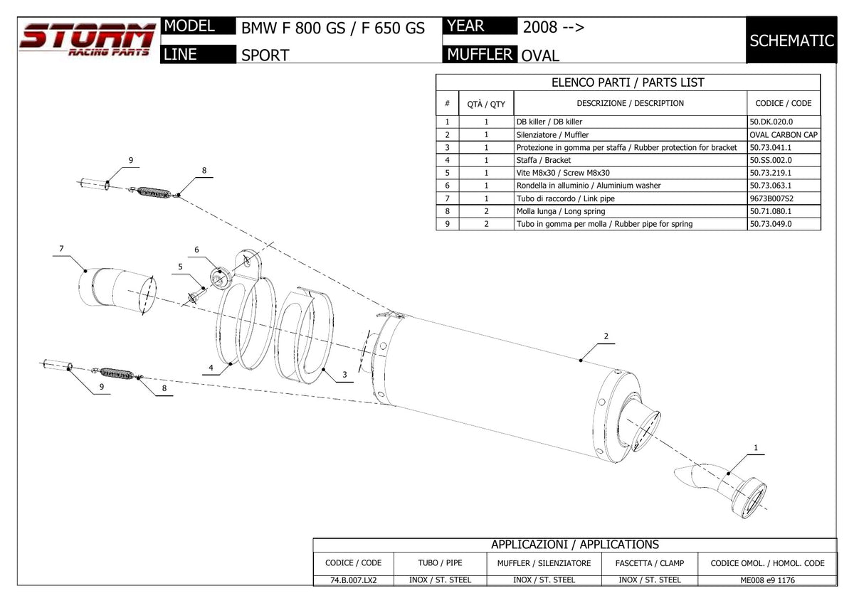 STORM OVAL Auspuff passend für BMW F 650 GS 2008-2012