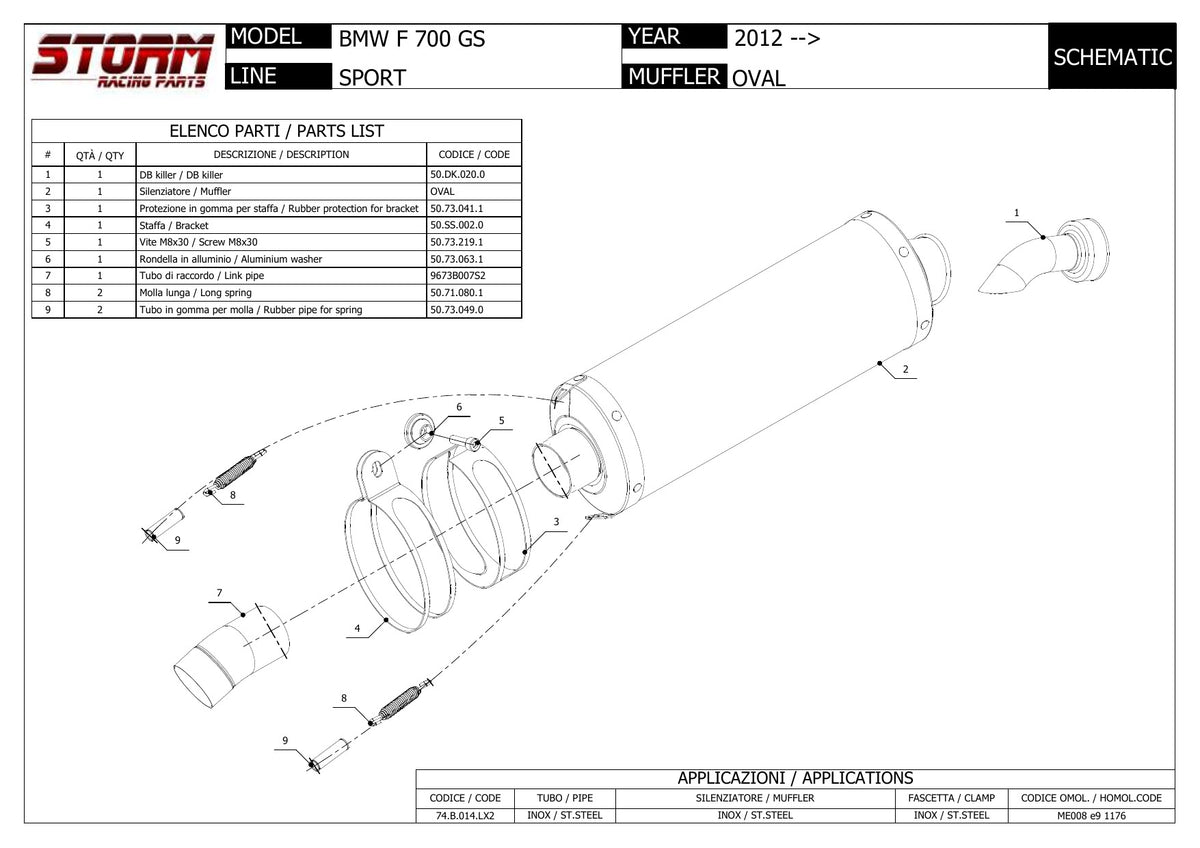 STORM OVAL Auspuff passend für BMW F 700 GS 2012-2017