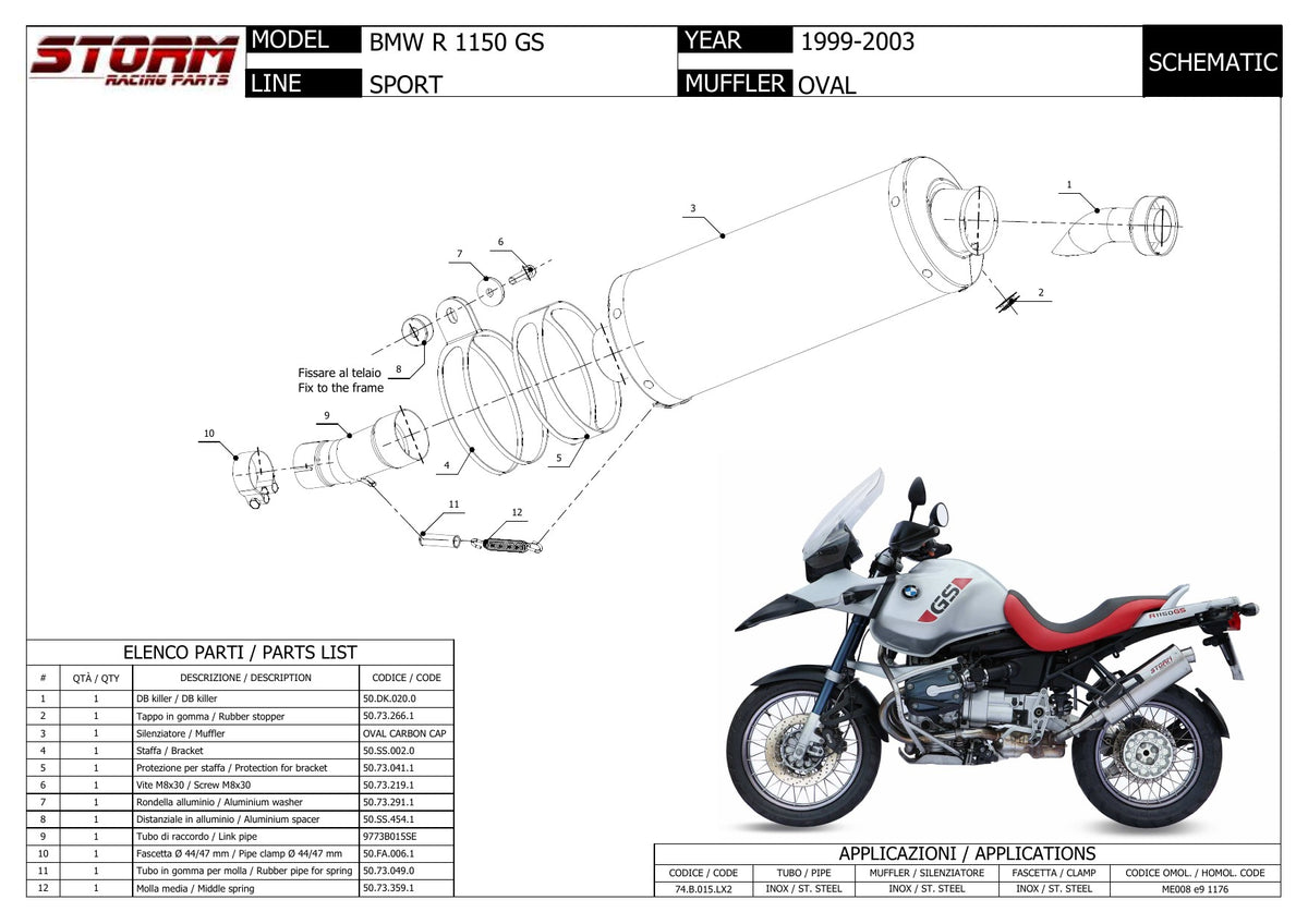 STORM OVAL Auspuff passend für BMW R 1150 GS 1999-2003