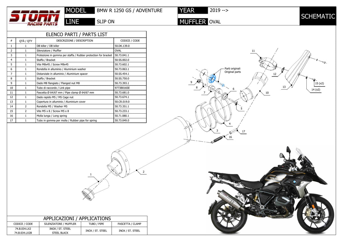 STORM OVAL Auspuff schwarz passend für BMW R 1250 GS / ADVENTURE 2019-2023