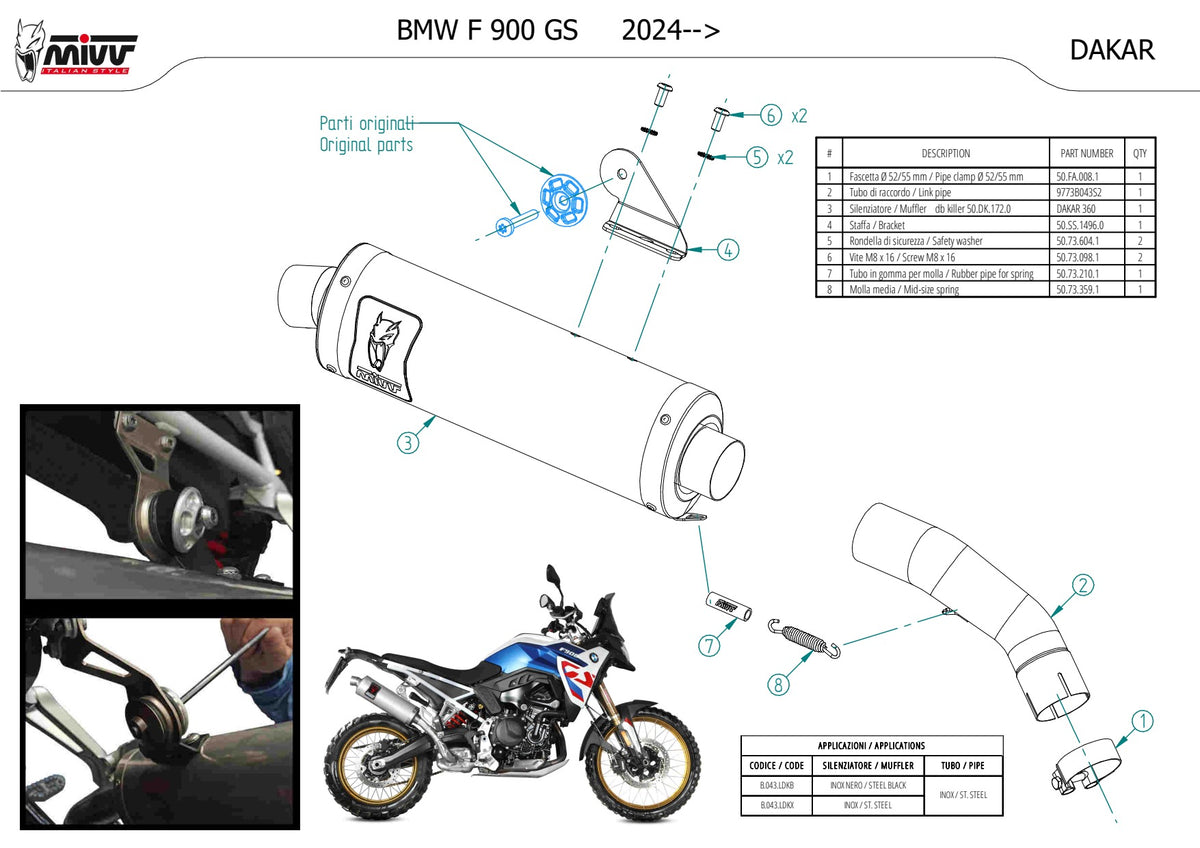 MIVV DAKAR Auspuff schwarz passend für BMW F 900 GS 2024-2026