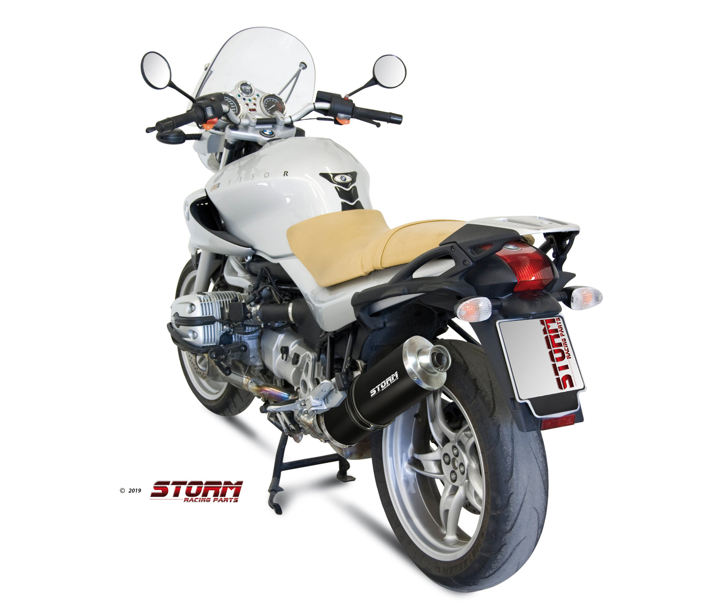 STORM OVAL Auspuff schwarz passend für BMW R 1150 R 2000-2006