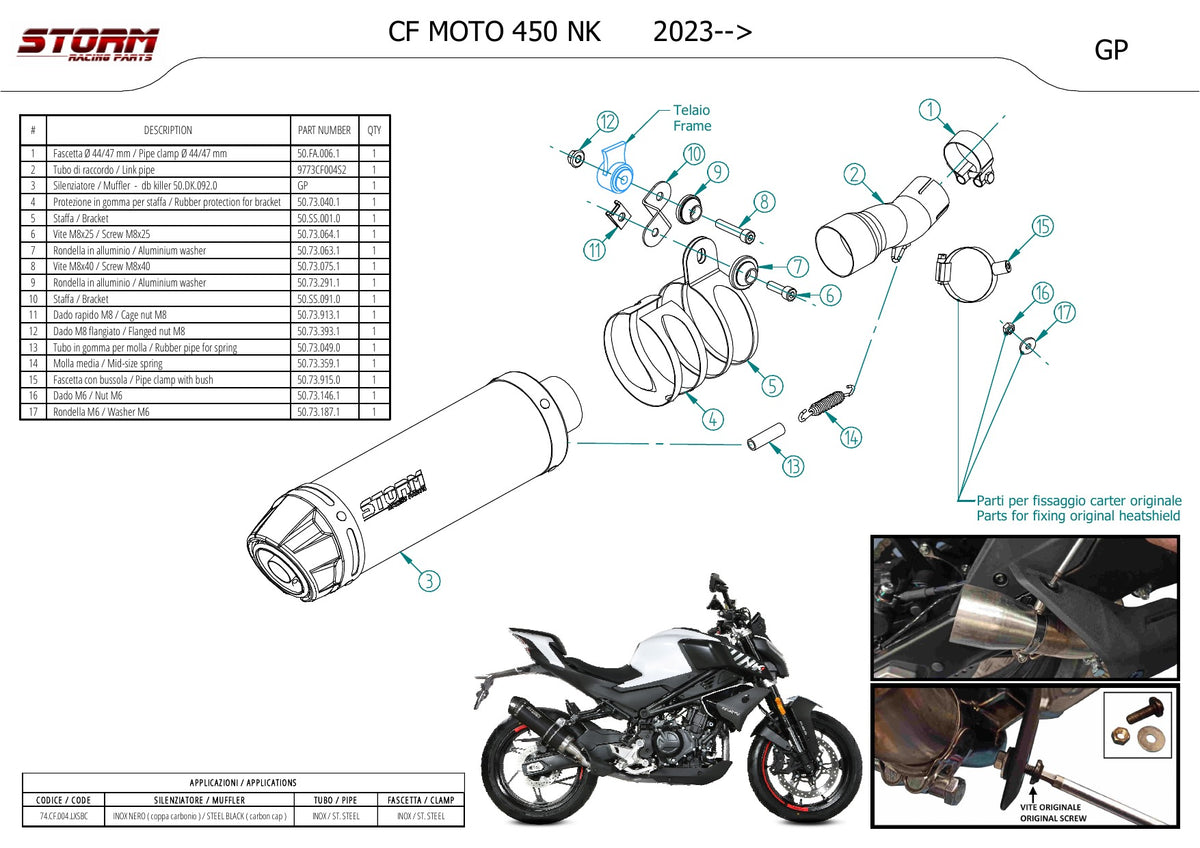 STORM GP-C Auspuff schwarz passend für CFMOTO 450NK 2023-2024