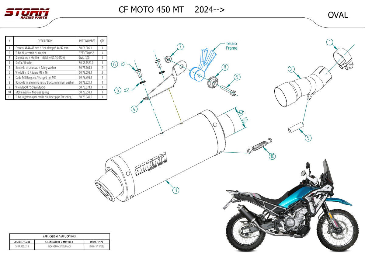 STORM Oval Auspuff schwarz passend für CFMOTO 450 MT 2024-2026