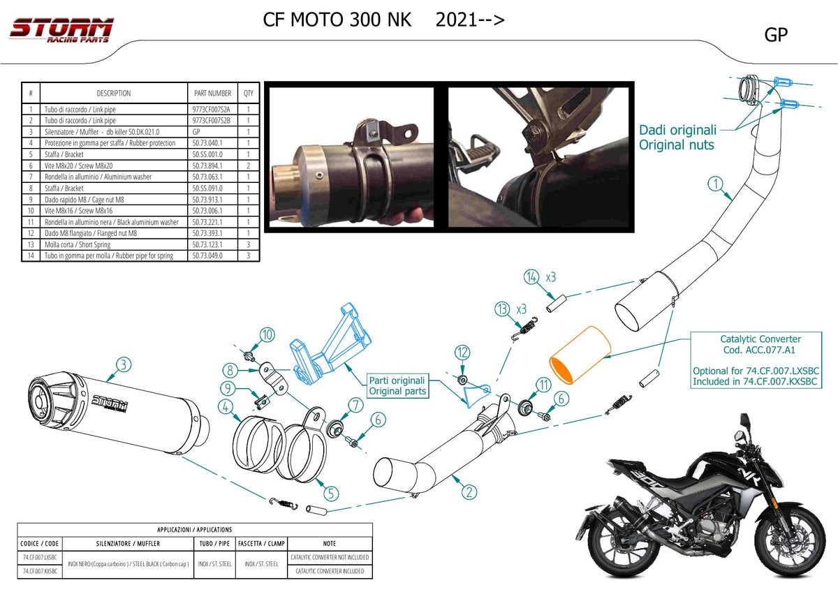 STORM GP-C Auspuff Komplettanlage schwarz passend für CFMOTO 300 NK 2021-2024