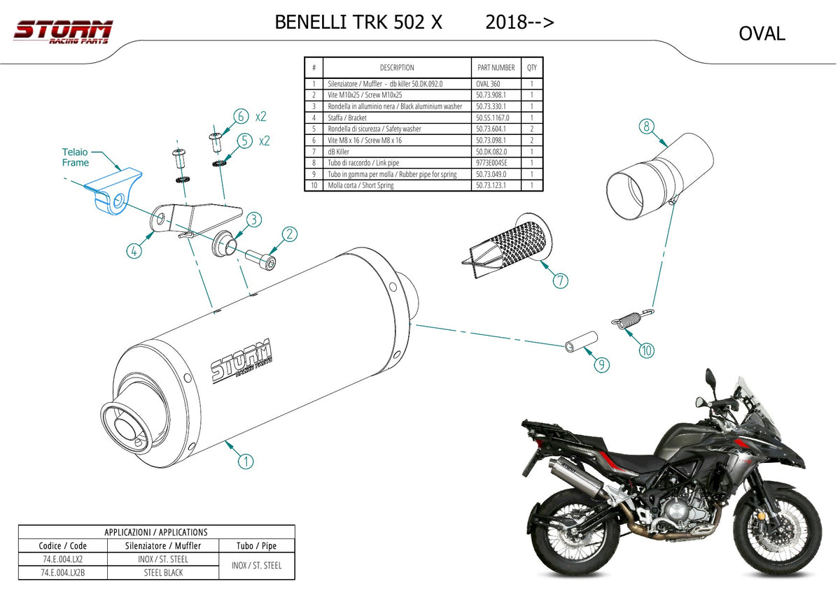 STORM OVAL Auspuff passend für BENELLI TRK 502 X 2018-2026
