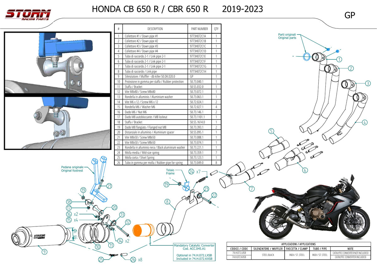 STORM GP Auspuff schwarz passend für HONDA CBR 650 R 2019-2023