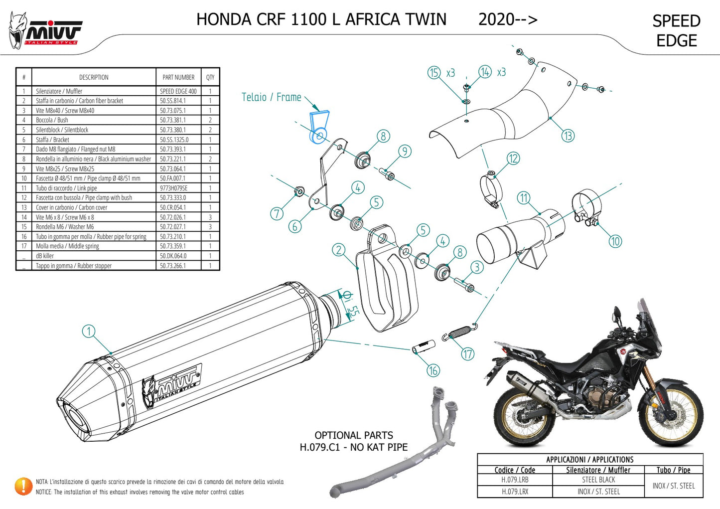 MIVV Speed Edge Auspuff passend für HONDA CRF 1100 L AFRICA TWIN 2020-2026