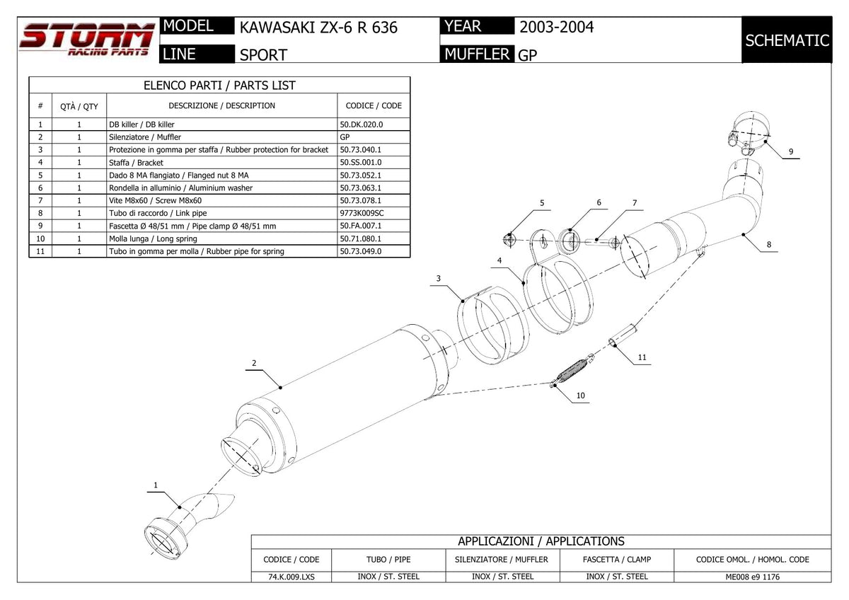 STORM GP Auspuff passend für Kawasaki ZX-6R 2003-2004