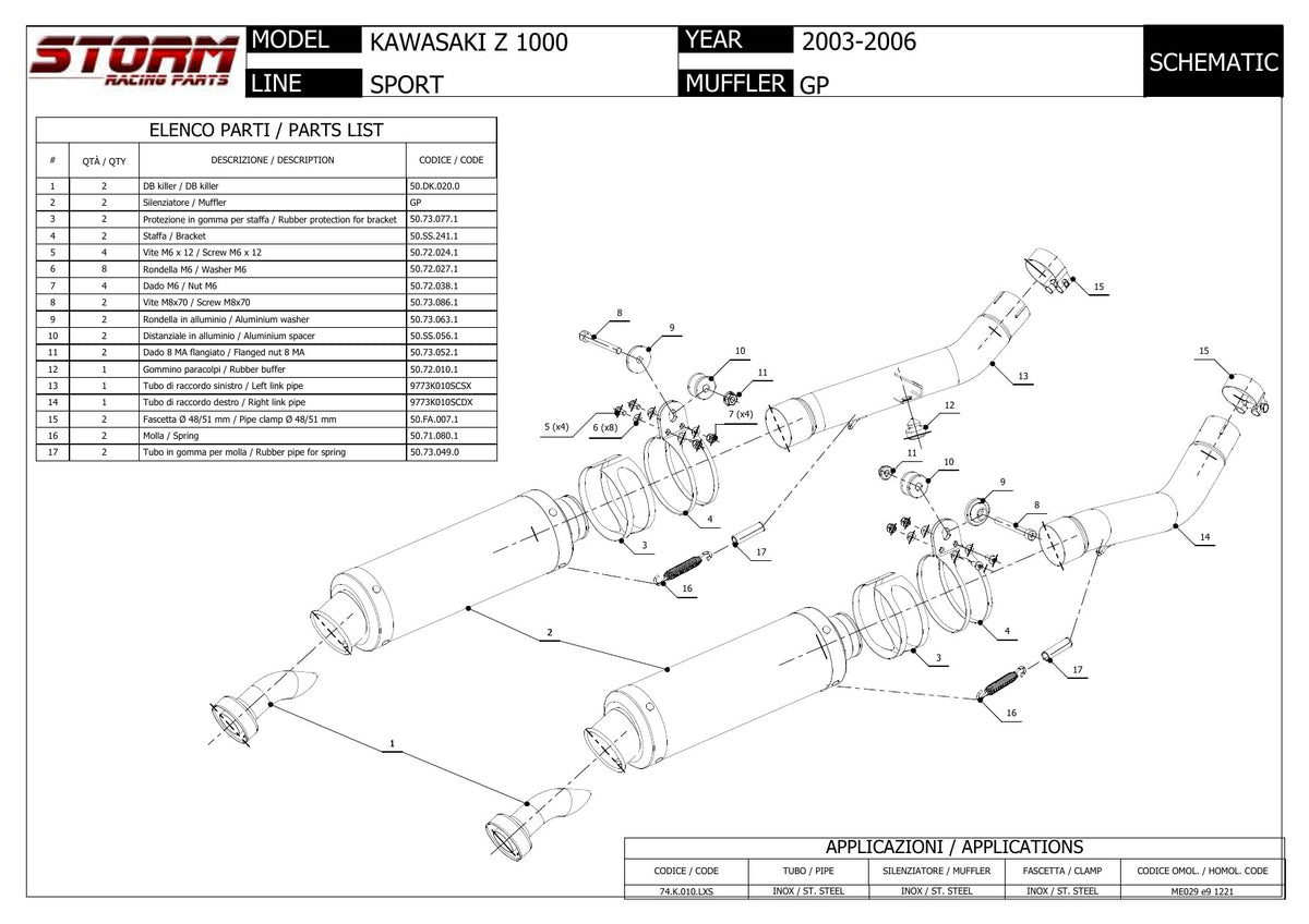 STORM GP Auspuff passend für Kawasaki Z 1000 2003-2006