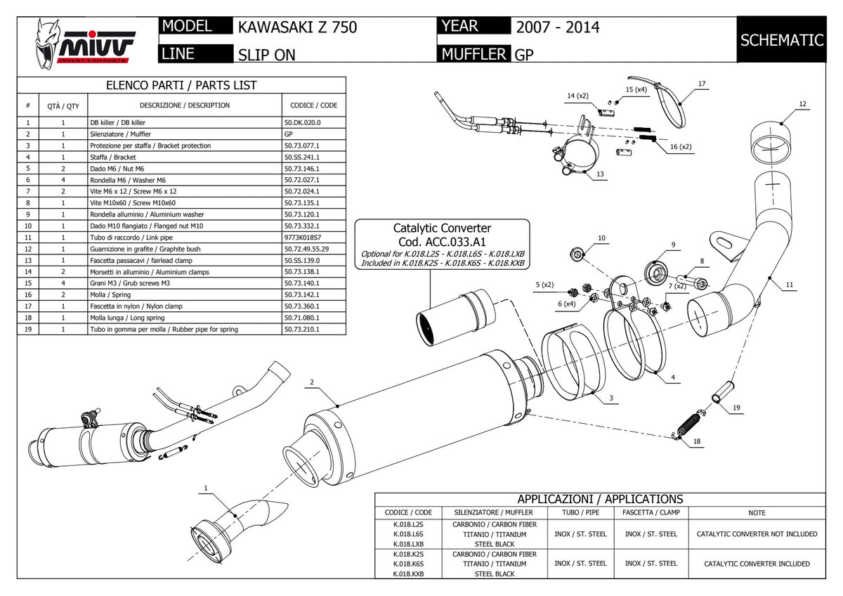 MIVV GP Auspuff Carbon passend für Kawasaki Z 750 2007-2014