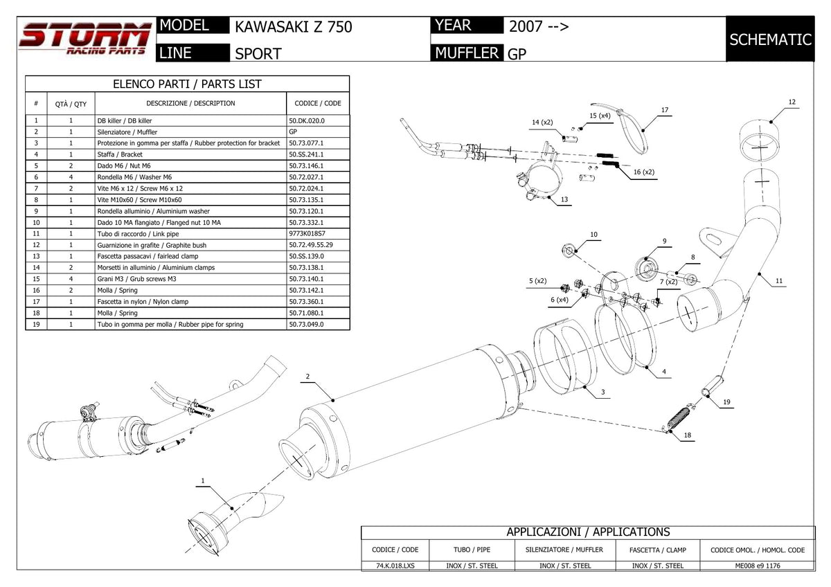 STORM GP Auspuff passend für Kawasaki Z 750 2007-2014