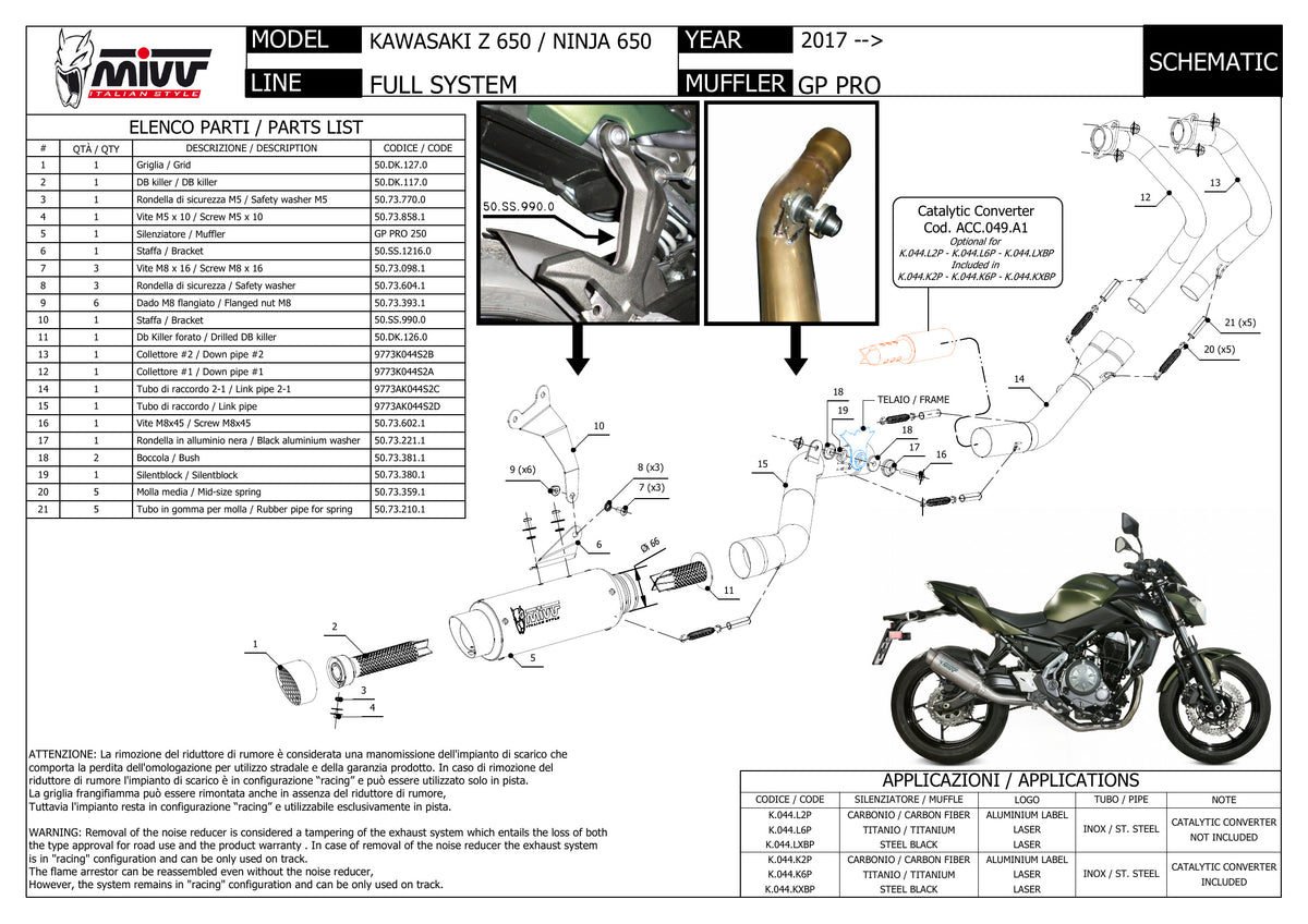 MIVV GPpro Auspuff schwarz passend für KAWASAKI NINJA 650 2017-2023