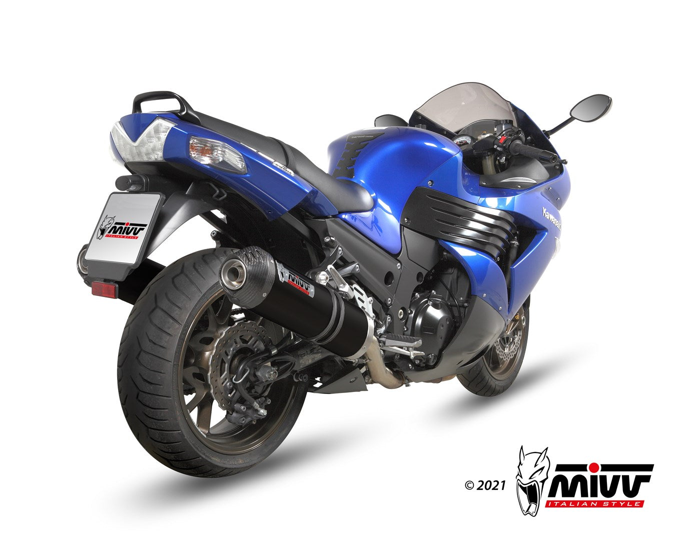 MIVV Oval Auspuff schwarz passend für KAWASAKI ZZR 1400 06-07