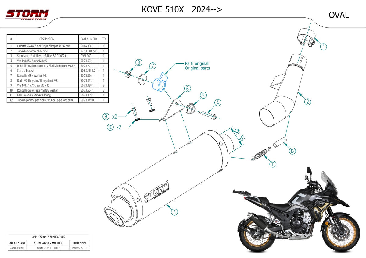 STORM Oval Auspuff schwarz passend für KOVE 510 X 2024-2025