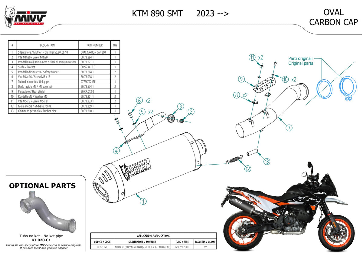 MIVV OVAL Auspuff schwarz passend für KTM 890 SMT 2023-2026