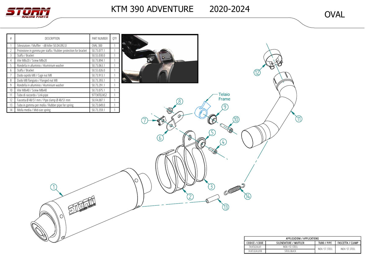 STORM Oval Auspuff schwarz passend für KTM 390 ADVENTURE 2020-2024