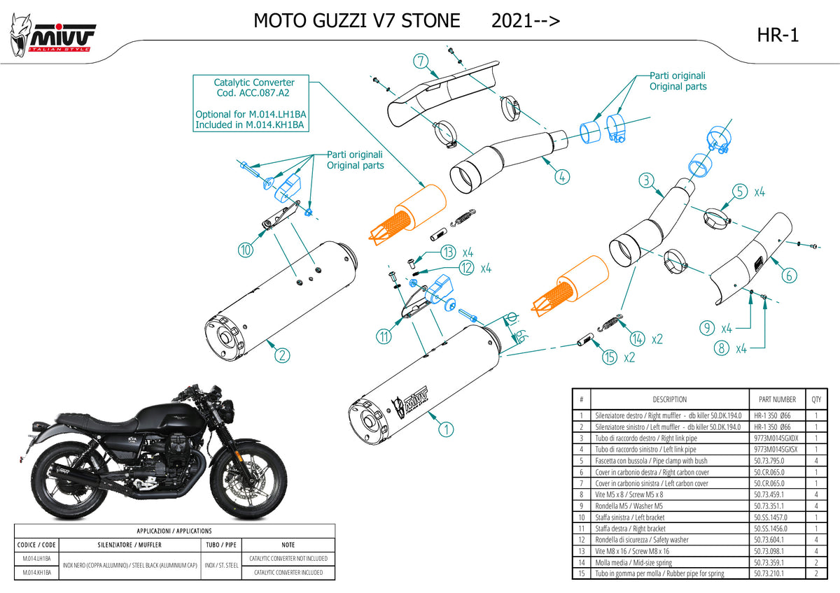 MIVV HR-1 Auspuff schwarz passend für MOTO GUZZI V7 STONE 2021-2024