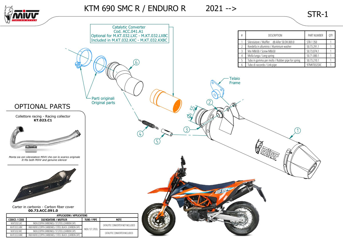MIVV STR1 Auspuff schwarz passend für KTM 690 SMC R 2021-2024
