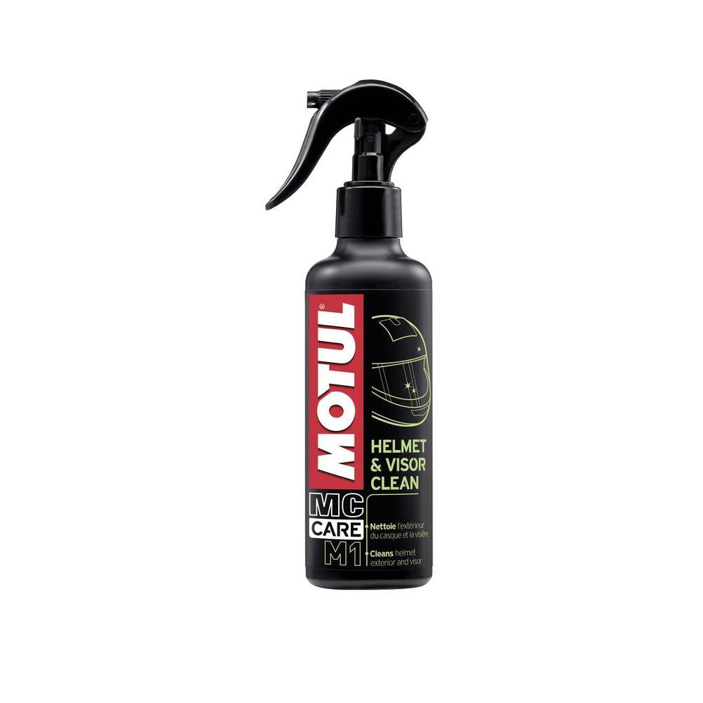 MOTUL M1 Helm- und Visierreiniger 250ml Pumpspray zur streifenfreien Reinigung von Motorradhelmen und Visieren – entfernt Insekten, Schmutz und Staub