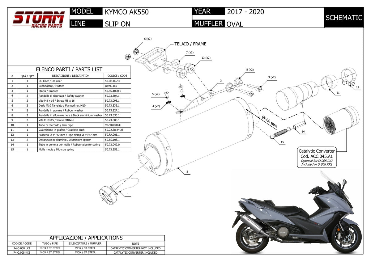 STORM OVAL Auspuff schwarz passend für Kymco AK 550 2017-2020