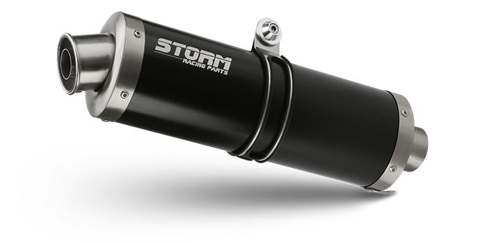 STORM OVAL Auspuff Komplettanlage schwarz passend für Honda CBR 125 R 2011-2016