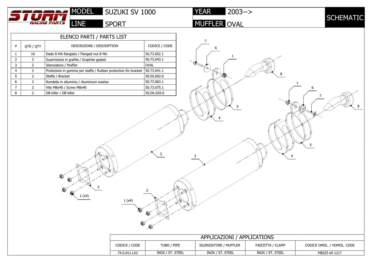 STORM OVAL Auspuff passend für Suzuki SV 1000 2003-2006