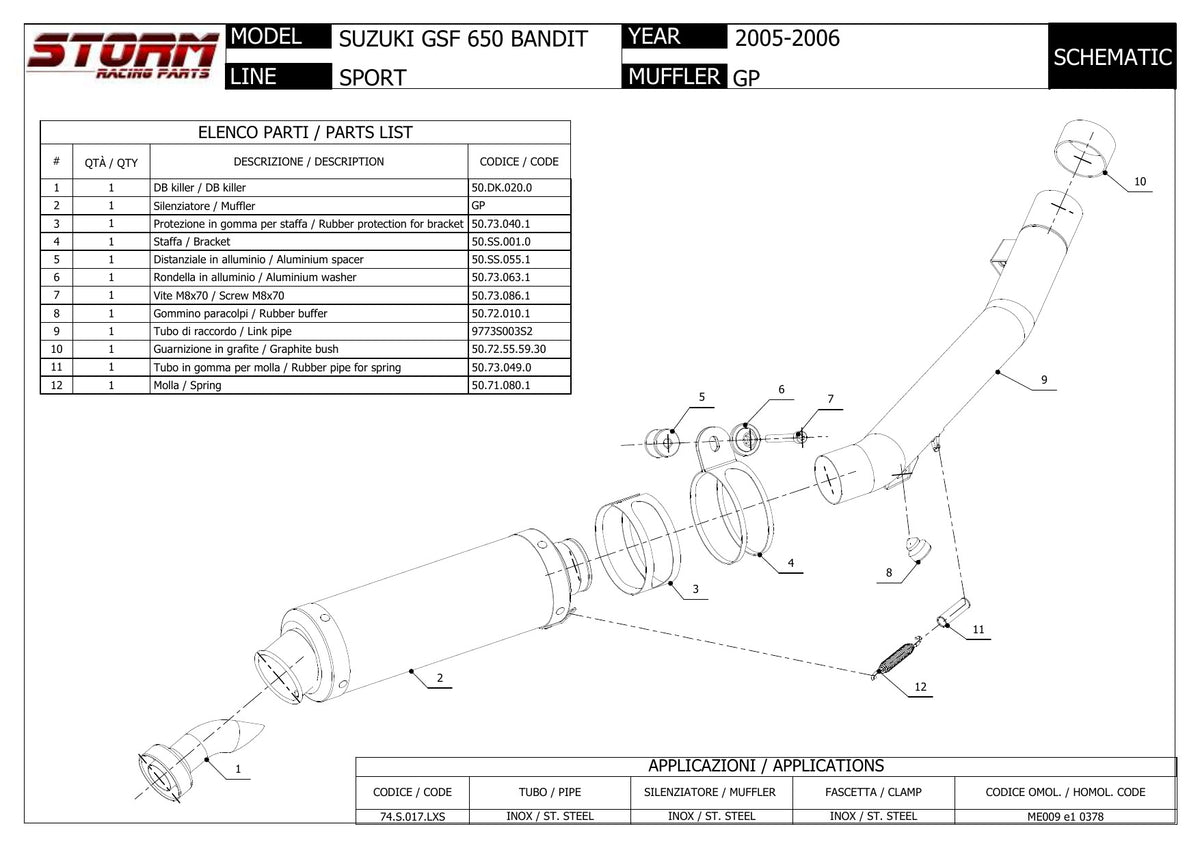 STORM GP Auspuff passend für Suzuki GSF 650 Bandit 2005-2006