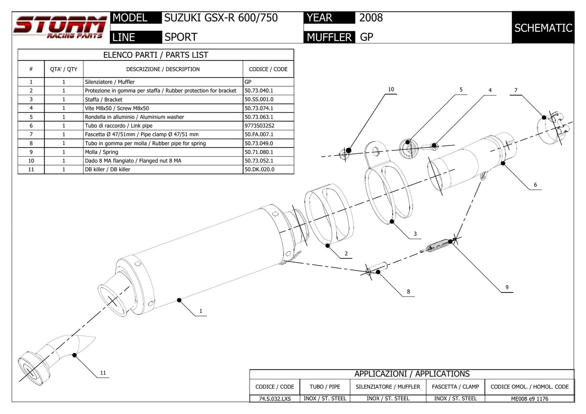 STORM GP Auspuff passend für SUZUKI GSX-R 750 2008-2010