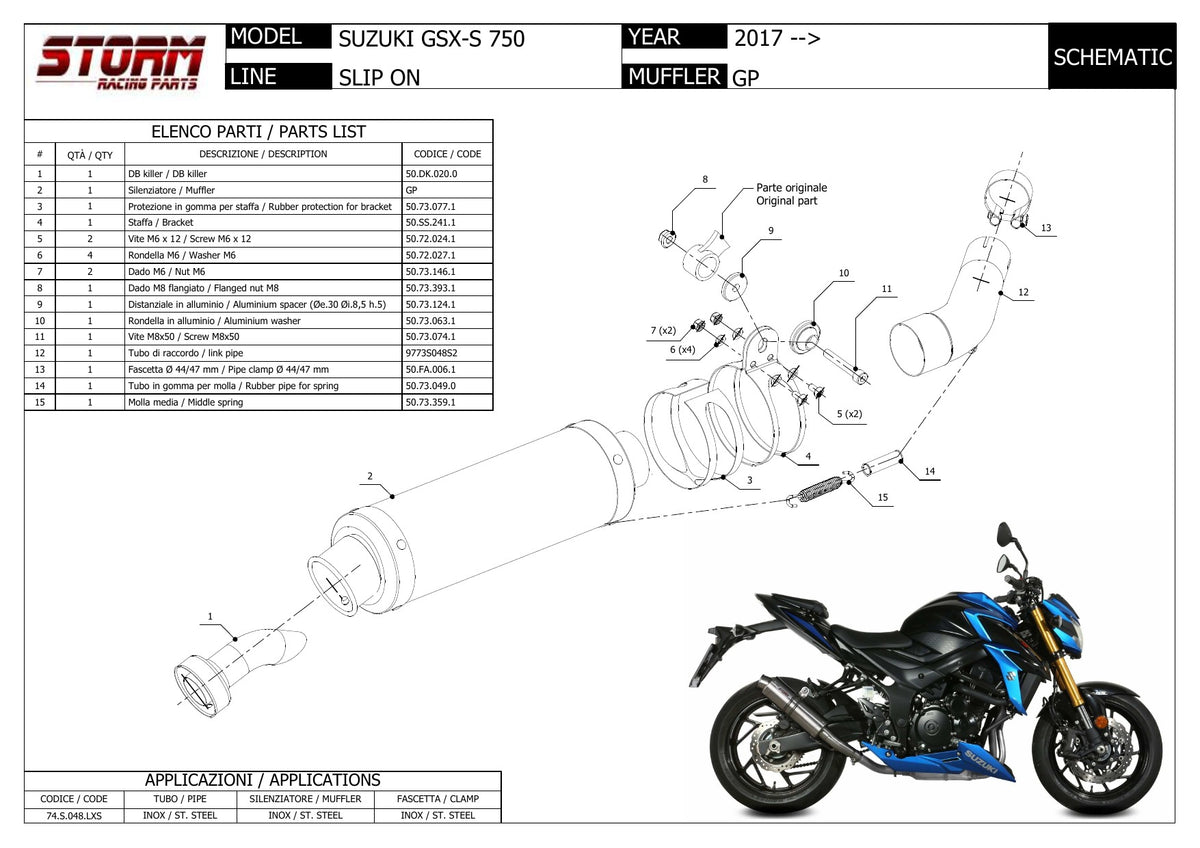 STORM GP Auspuff passend für Suzuki GSX-S 750 2017-2020