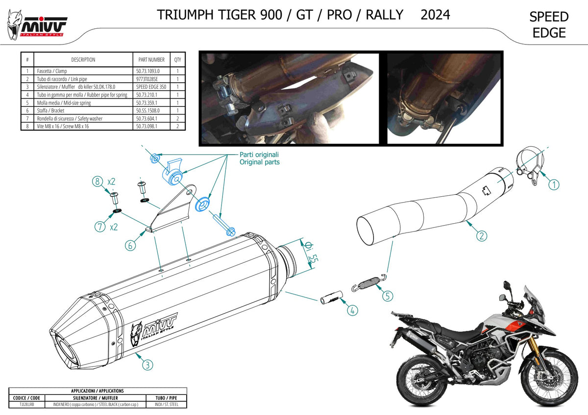 MIVV Speed Edge Auspuff passend für TRIUMPH TIGER 900 / GT/ PRO/ RALLY 2024-2026