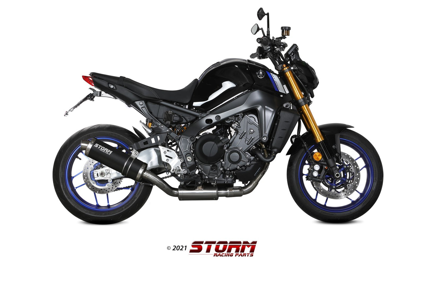 STORM OVAL Auspuff Komplettanlage schwarz passend für Yamaha MT-09 2021-2023