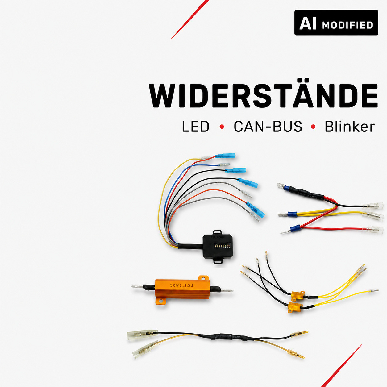 Verschiedene Widerstände und Adapterkabel für Motorrad-LED-Beleuchtung und Blinker