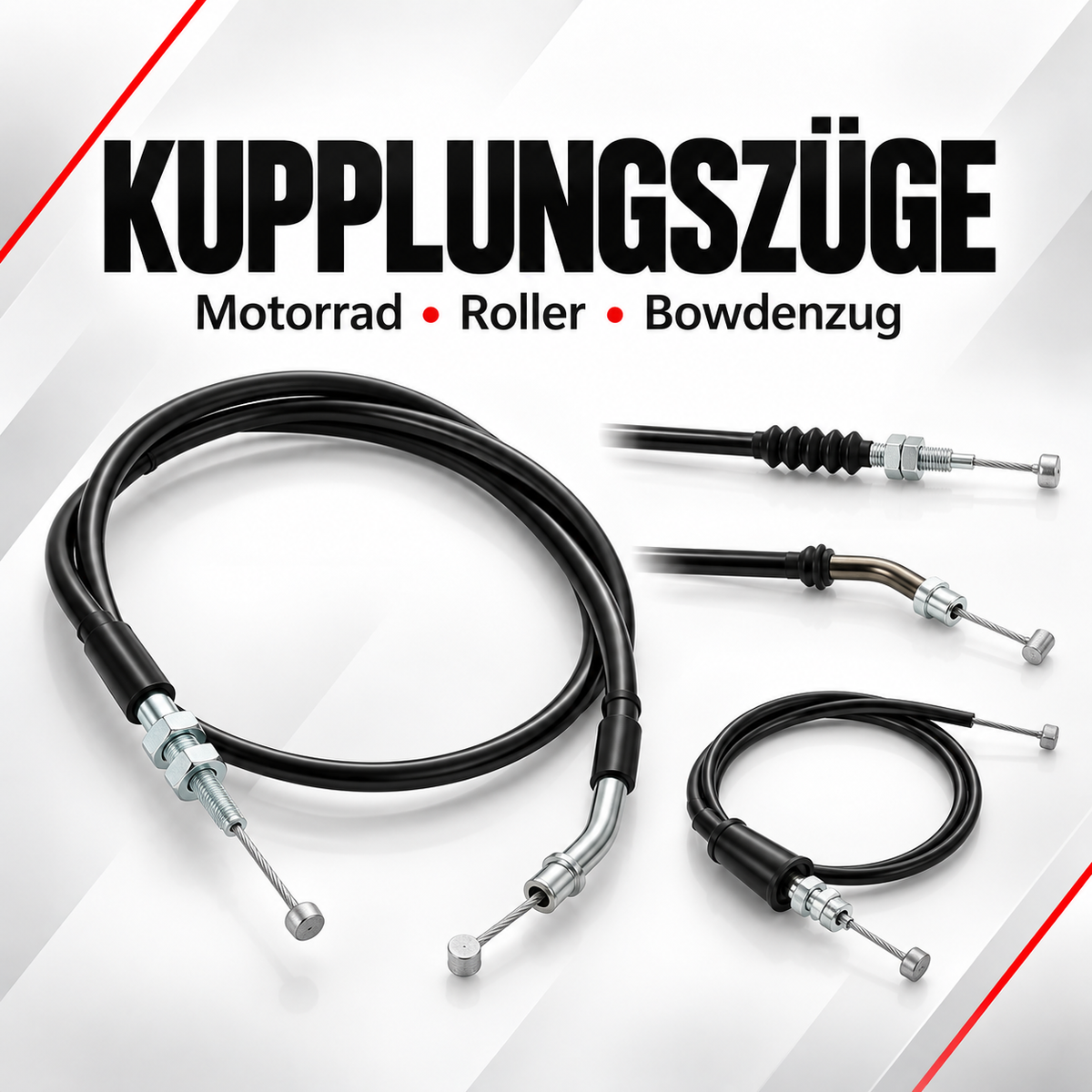 Schwarze Kupplungszüge für Motorräder und Roller mit verschiedenen Bowdenzug-Anschlüssen