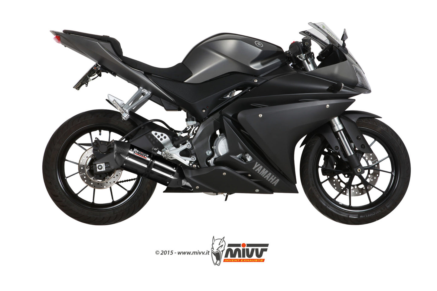 MIVV Suono Auspuff schwarz passend für Yamaha YZF-R125 14-16 MT-125 15-16