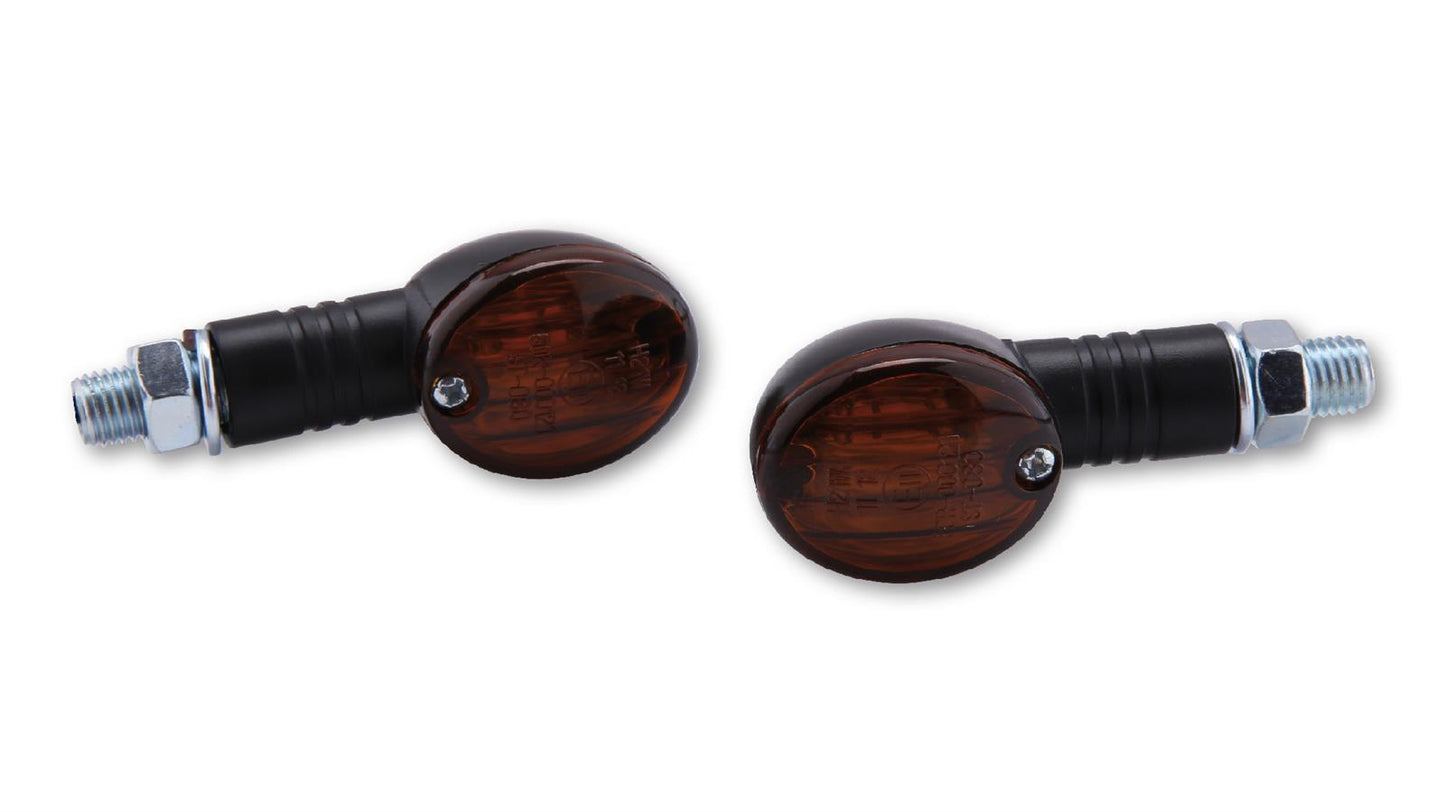 SHIN YO Micro Flash Motorrad Mini Blinker Schwarz Rauchgrau/Orange (Paar)