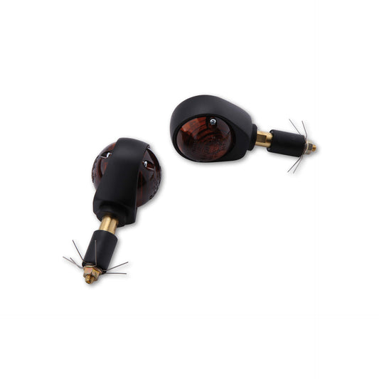 HIGHSIDER smart Motorrad Lenkerblinker OCHSENAUGE Gehäuse Schwarz / Glas grau