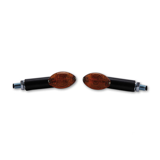 HIGHSIDER Cateye Motorrad Mini Blinker Schwarz Rauchglas E-geprüft (Paar)